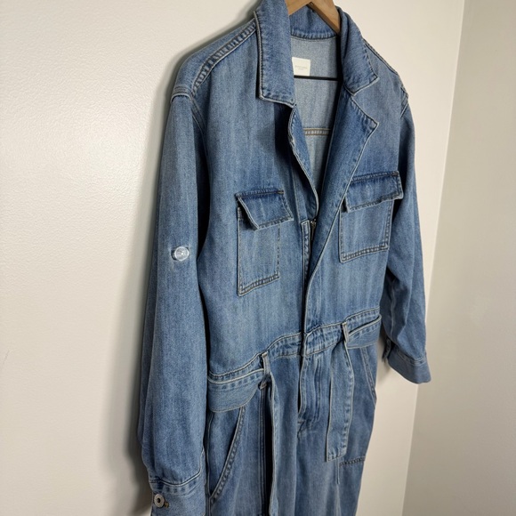 Jonathan Simkhai Beck Denim Jumpsuit Women's Size 6 Casual Belt Revolve Utility - Picture 4 of 9